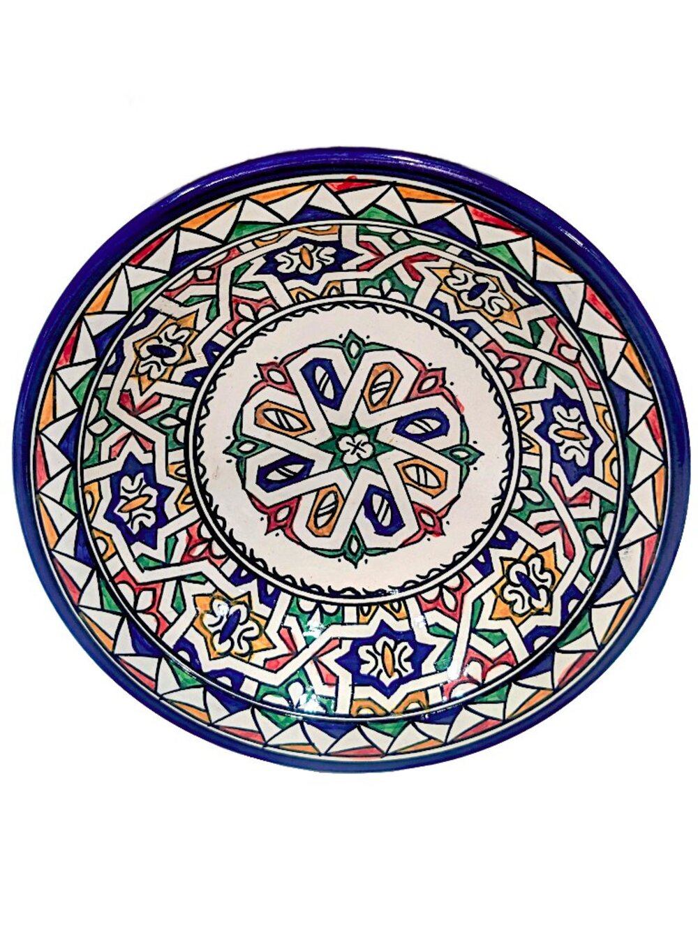Vibrant Colorful Moroccan Hand-Painted Geometric Bowl from Fez (Fes) Morocco
